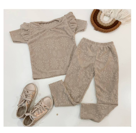 Gwen Kids Ruffle Sleeve Tee and Leggings Terno for Girls D1