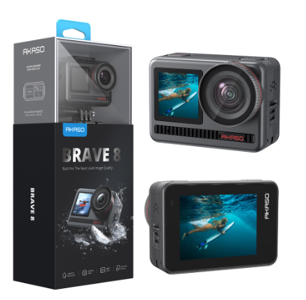 Akaso Brave 8 Action Camera 4K 60Fps Video + 48Mp Photos With Dual Color Screens Ipx8 Waterproof Sport For Outdoors