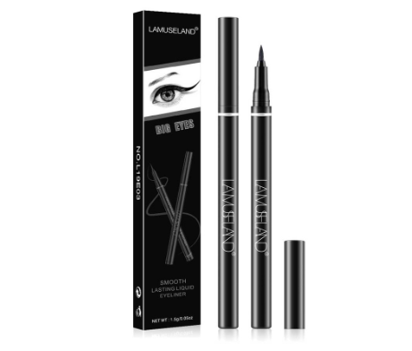 Lamuseland Durable Waterproof Long-Lasting Eyeliner Cool Black Natural Non-Smudge Quick-Drying Liquid Pen 1.5g