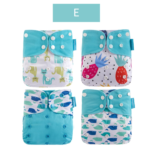 Happyflute 2023 Baby Reborn 4pcs set Washable Eco-friendly Baby Cloth Diaper Ecological Adjustable Nappy Reusable Diaper SET13