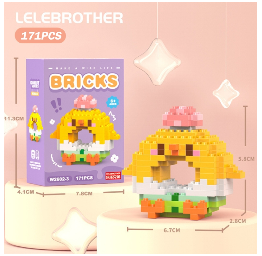 Lboyu Cute Cartoon Donut Building Block Ornaments Compatible with Lego Children's Toys M4