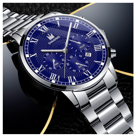Men's Waterproof Quartz Business Wacthes Stainless Stee Original Relo Waterproof Luminous Gold Watch For Men BLUE SILVER