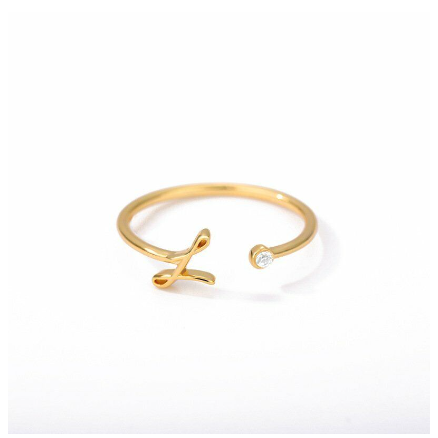【Y&X】No fade 18K Gold 26 Initial Letters A G J Cubic Zircon Crystal Open Rings Finger Women Jewelry Gift L