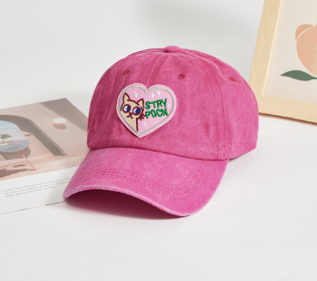 Lovito Women Casual Letter Embroidery Baseball Cap Hat L63AD263 (Hot Pink)