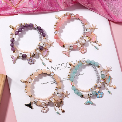 Korean Fashion Double Layer Elastic Whale Tail Bracelet