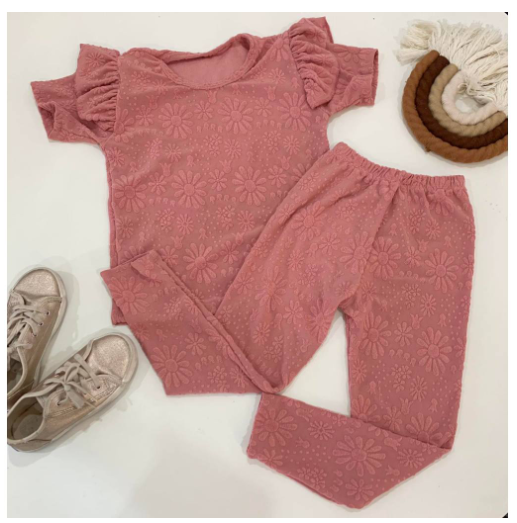 Gwen Kids Ruffle Sleeve Tee and Leggings Terno for Girls D12