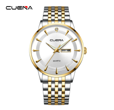 Men's Watches CUENA Brand Fashion Simple Unique Style Stainless Steel Quartz Analog Waterproof SILVER GOLD WHITE