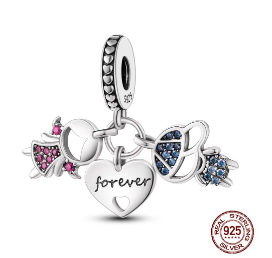 Genuine 925 Silver Little Boy Fox Rose Pyramid Mummy Charms Fit Original Charm Bracelets Diy Moon Cat Schnauzer Pendant For Jewelry S21