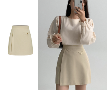 Lovito Women Double Layer Asymmetrical Skirts L68ED328 Khaki