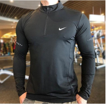 Men's shirt Compression tights Training Fitness High Neck Long Sleeve with Zipper Running/Gym/Hiking