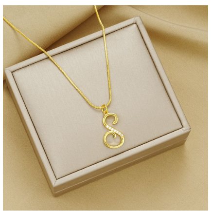 18K Gold Letter Pendant Necklace Retro Snake Chain Choker Diamond Couple Necklaces Jewelry Accessories Gift S