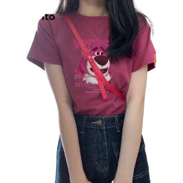 Lovito Casual Animal Pattern Round Neck Short Sleeves T-Shirt for Women LNA06034 (Hot Pink)