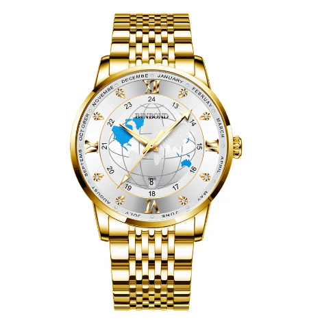 Binbond Original Luxury Men's Unique Watch Male Earth Starry Sky Luminous Fashion Business Stainless Steel Butterfly Buckle Wrist Watch M5