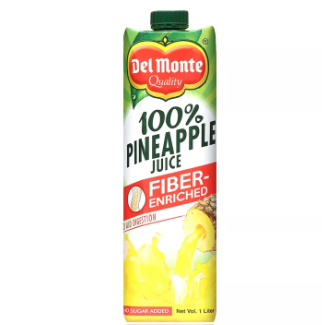 Del Monte Fiber Enriched 100% Pineapple Juice Drink 1Liter Tetra