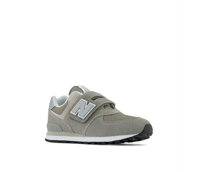 New Balance 574 Hook & Loop Boys Play School Sneakers - Grey with White