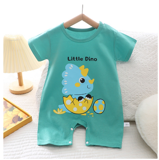Baby Cotton Jumpsuit Newborn Short-Sleeved Jumpsuit Baby Cartoon Breathable Jumpsuit J2