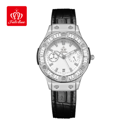 Fate Love Watch For Women Water Proof Leather With Box Original Quartz Luminous Authentic Fashion Watches WHITE DIAL SILVER CASE BLACK STRAP