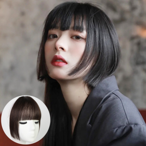 Fake Thick Bangs Female Natural Invisible Side Wig for Women With Sideburns