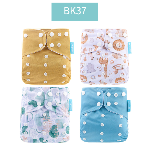 Happyflute 2023 Baby Reborn 4pcs set Washable Eco-friendly Baby Cloth Diaper Ecological Adjustable Nappy Reusable Diaper SET19