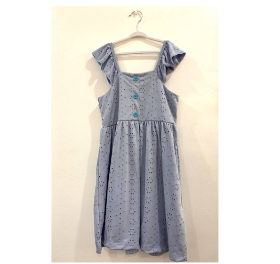 Sonya Kids Fashion Ruffle Top Dress Plain Gingham C9