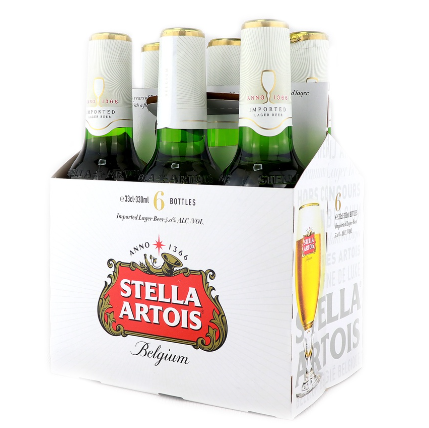 Stella Artois Imported Lager Beer Belgium 6 bottles