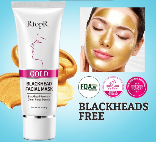 RtopR Gold Remove Blackhead Face Mask Pore Peeling Nose Deep Cleansing Masker Face Whitening Hydrating Golden mud 40G