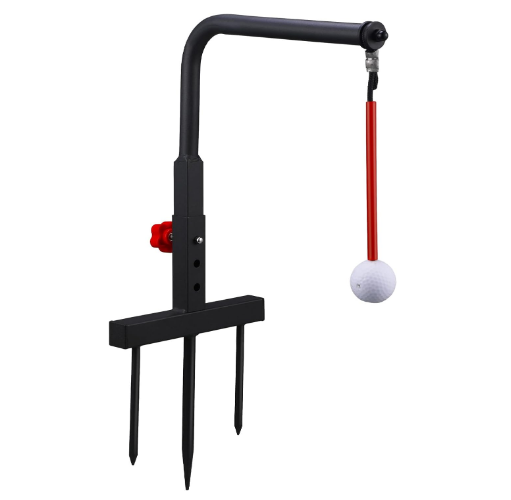 Golf Swing Trainer Metal Golf Practice Swing Groover Golf Swing Training Aid with Height Adjustment for Hitting Training Golf Accessories, Red