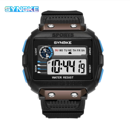SYNOKE Men's Watch Sport Man Watches Digital Led Silicone Strap 50M Waterproof Fashion Watch BLUE