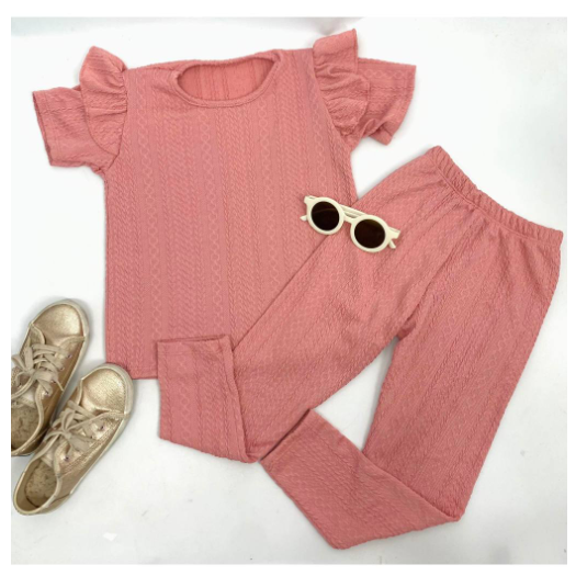 Gwen Kids Ruffle Sleeve Tee and Leggings Terno for Girls D16