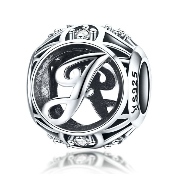 Bamoer 26 Letters A to Z Charm Sterling Silver 925 Bead For Bracelet & Necklace DIY Fashion Accessories J