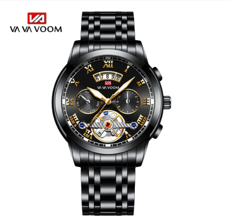 VA VA VOOM Top Brand Watch Men Luxury Wristwatch Imitate Automatic Quartz Sports Watch BLACK GOLD