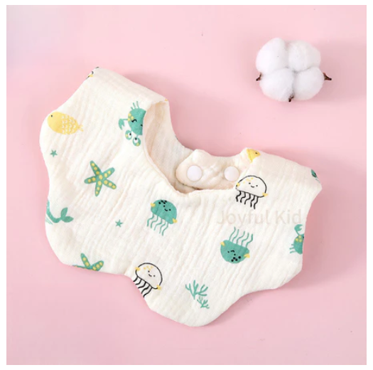 Baby Saliva Towel Cotton Wrinkled Cloth Petal Bib Absorbent Baby Saliva Pocket Infant Anti-Vomiting Milk Towel Pinny B10