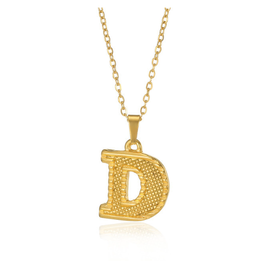Stainless Steel Capital Initial Letter Necklaces For Women A-Z Alphabet Pendant Necklace D