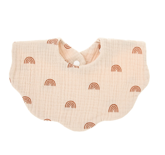 Baby Printed Towel Cotton Gauze Wavy Edge Muslin Bib BB16
