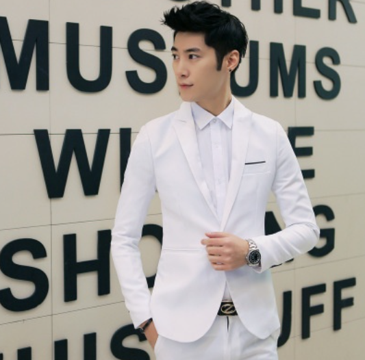 Suit Jacket & Pants (2Pcs) Men Business Suit Set Slim Fit Casual Formal Suits One Button Suit Blazers Jacket Coat and Pants Wedding Suit Sets White
