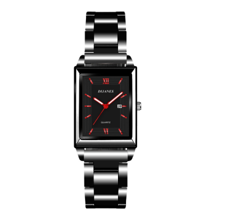 DJIANES Quartz Business Wacthes Mens Original Waterproof Steel Band Square Fashion Wristwatch Men Watch Relo Ng Kalalakihan BLACK RED