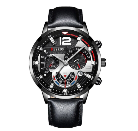 Original DEYROS Top Luxury Men's Watches Silver Stainless Steel Chronograph Analog Quartz Wrist Watch For Men Waterproof Business Watch 009