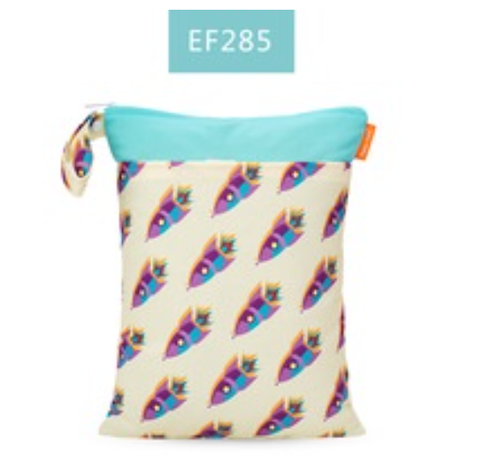 Happy Flute 1PC Reusable Waterproof Fashion Prints Wet And Dry Diaper Bag Double Pocket Cloth Handle Wetbags 30x40CM S13