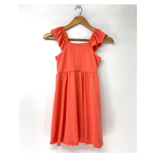 Sonya Kids Fashion Ruffle Top Dress Plain Gingham C6