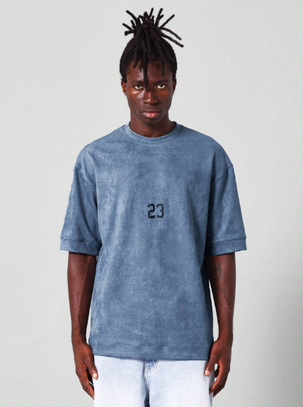 SUMWON Oversized Fit Essential Suedette Short Sleeve Tee