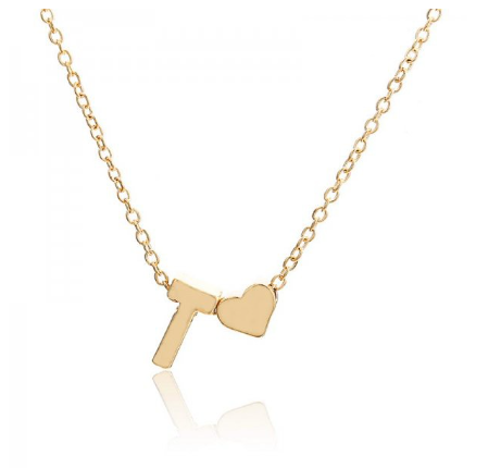 Necklace 26 Letter Pendant Necklace Women Peach Heart Shaped Clavicle Chain Necklace Accessories T