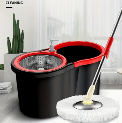 1 Set, Household Spin Mop And Bucket Set With 2/4 Mop Cloth, Household Rotating Floor Mop, Hands-free Wash Mop, Dust Removal Mop, Dry And Wet Use, Perfect For Home, Kitchen, Bathroom Floor, Cleaning S