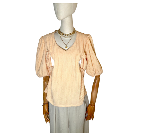 Nursing Blouse Puff Sleeve Plain Bark Nursing Top Breastfeeding Blouse Nursing wear Baptismal Outfit NB11