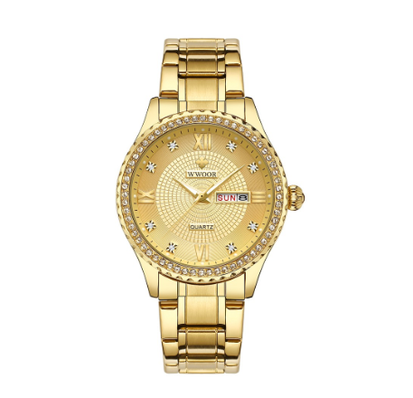 Wwoor Top Brand Luxury Men Watch Waterproof Quartz Analog Clock Business Watch ALL GOLD