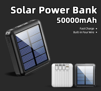 Mini Solar Power Charging Treasure 80000mAH With Its Own Charging Line Fast Charging LED Lighting