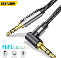 Essager AUX15 3.5mm Jack AUX Cable Cord Male to male Aux Audio Cable Jack Microphone for Speaker Degree Right Angle Audio