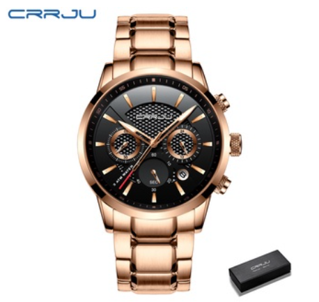 CRRJU Men's Watch Original Brand Multifunction Dial Business Luxury Analog Quartz Stainless Steel Waterproof 2212 M1