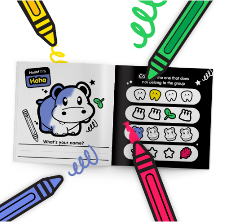 Tiny Things Coloring & Activity Book w/ Haha the Happy Hippo | Educational Montessori Worksheet