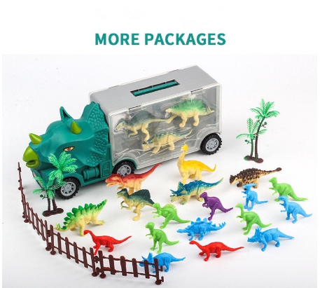 Tyrannosaurus Triceratops Dinosaur Caravan Trucks Toys Anti-drop Toy Car Boys Gifts