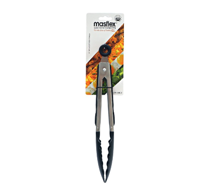 Masflex Nylon Food Tong  Silver With Black  9cm